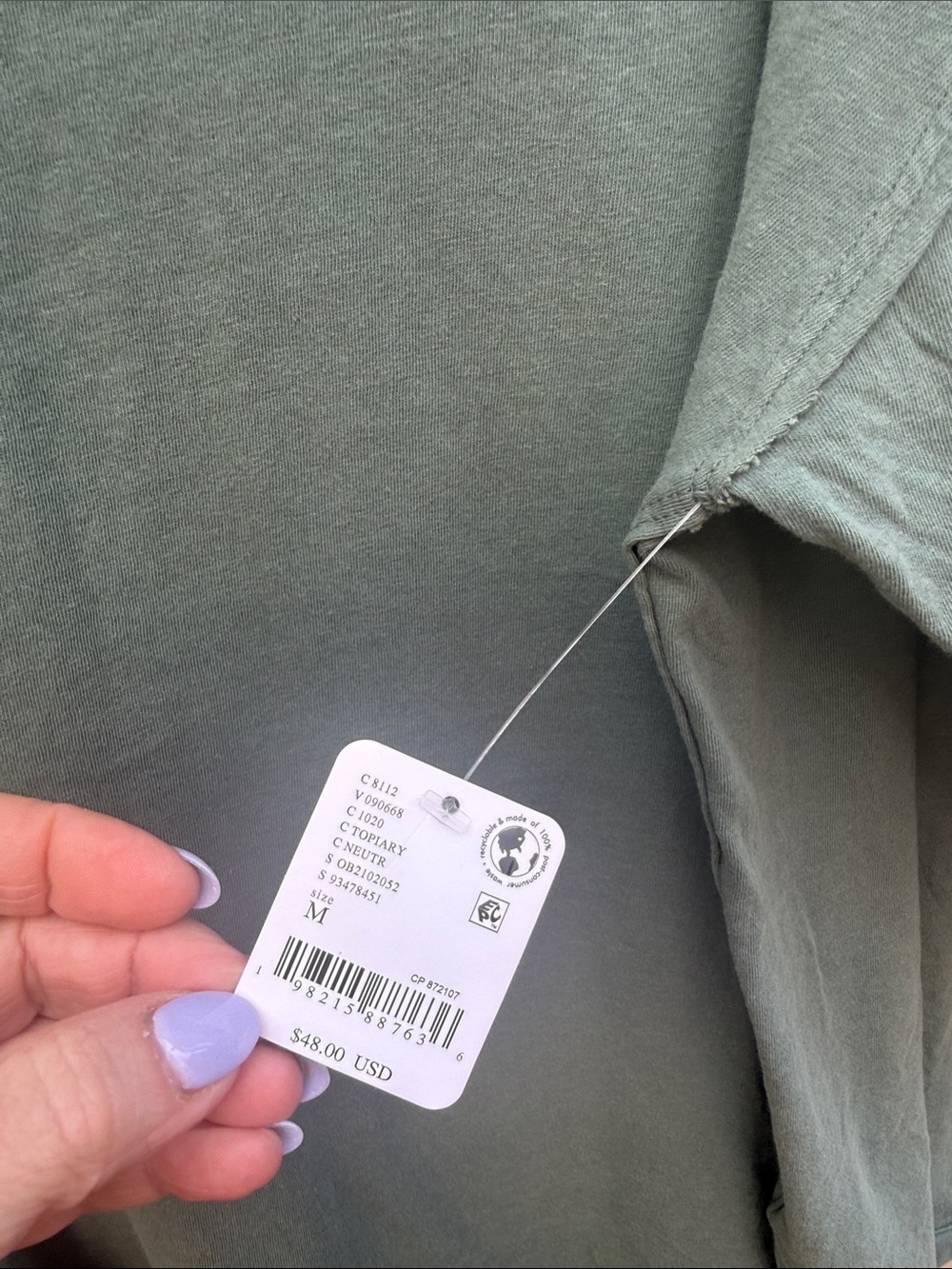 NWT We The Free from Free People Nina Long-Sleeve Tee in Topiary / Green Size M - Picture 8 of 9